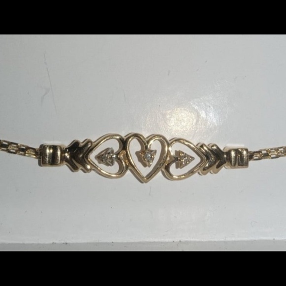 14k gold heart bracelet with real diamonds - Picture 2 of 5